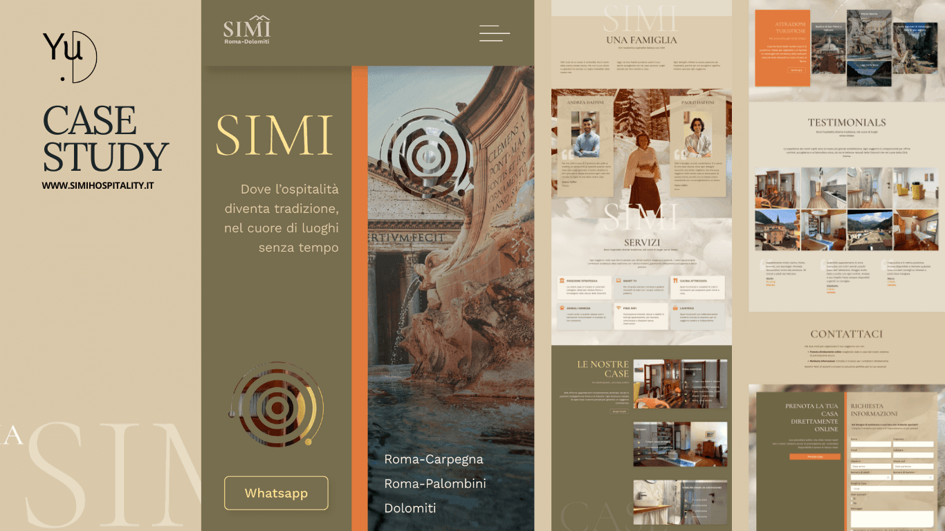 UX and WordPress layout design for Simi Hospitality — holiday homes website with custom booking system and elegant visual identity.