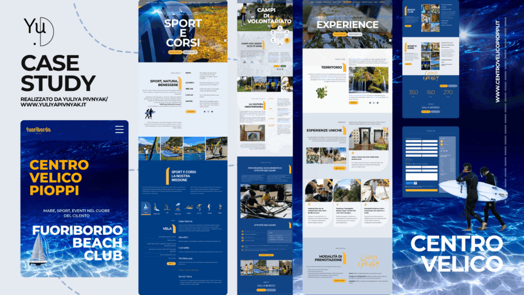 UX and WordPress layout design for Centro Velico Pioppi — sailing courses and summer activities website.