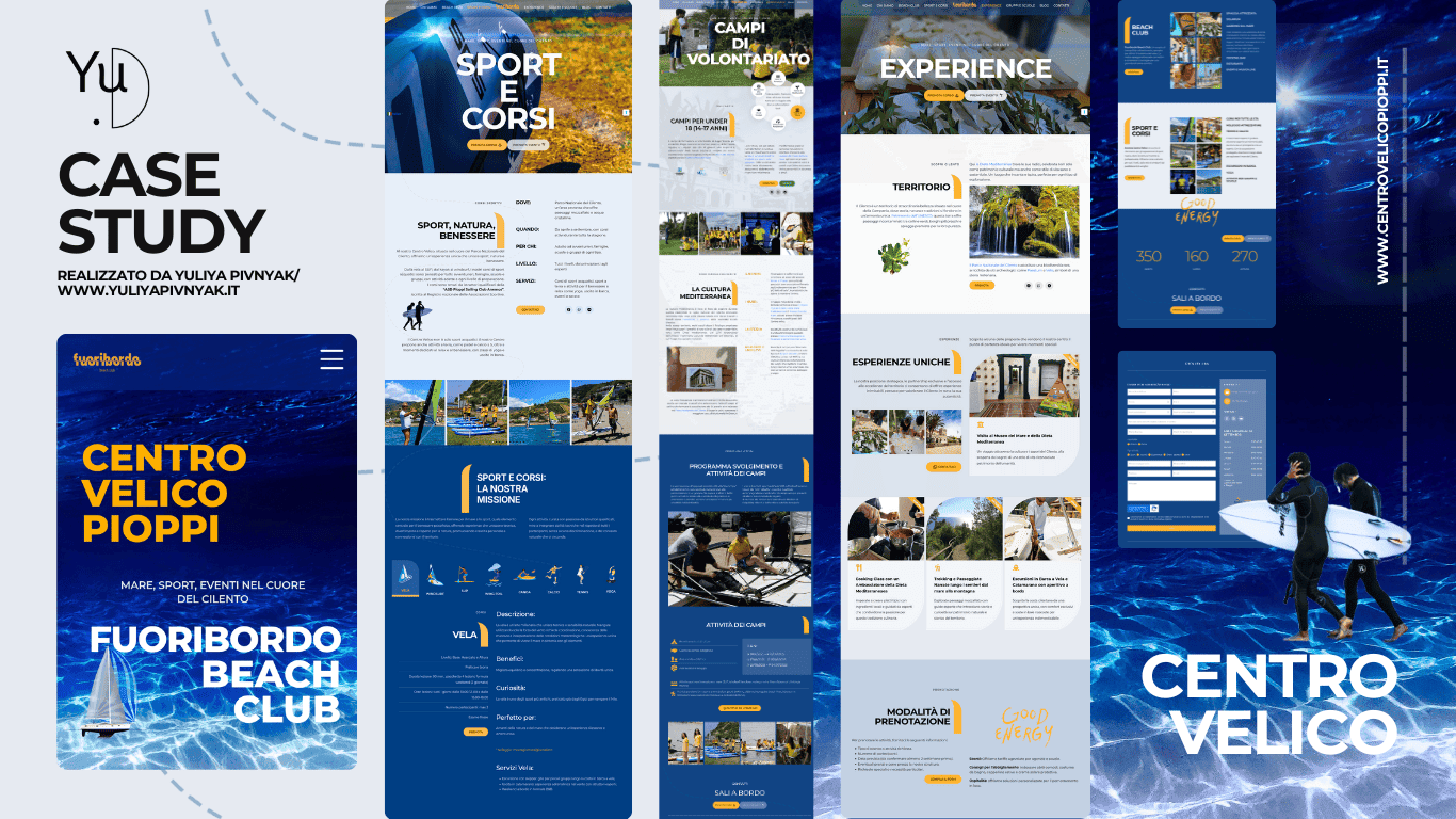 UX and WordPress layout design for Centro Velico Pioppi — sailing courses and summer activities website.